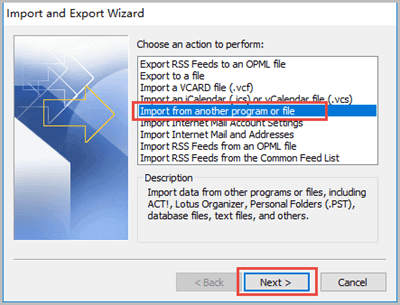 import from another program or file outlook 2007